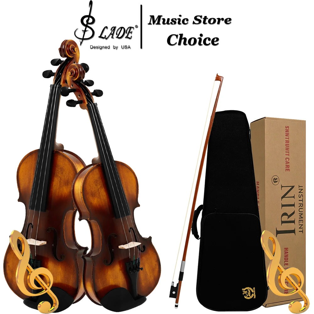 M MBAT AV-208 Violin Premium Solid Wood Spruce Top–4/4 3/4 Size Student Violin with Bow Case Handcrafted Best for Beginners