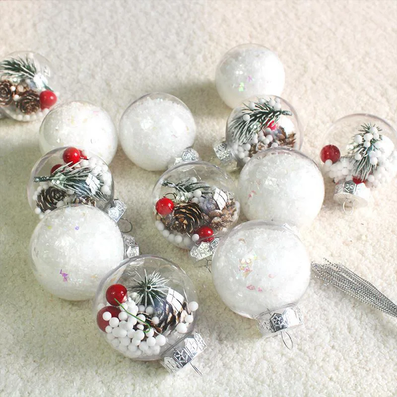 

Christmas Tree Decorative Balls Exquisite DIY Plastics Ball Decoration Colored White Snowballs Christmas Hanging Ball Room Decor