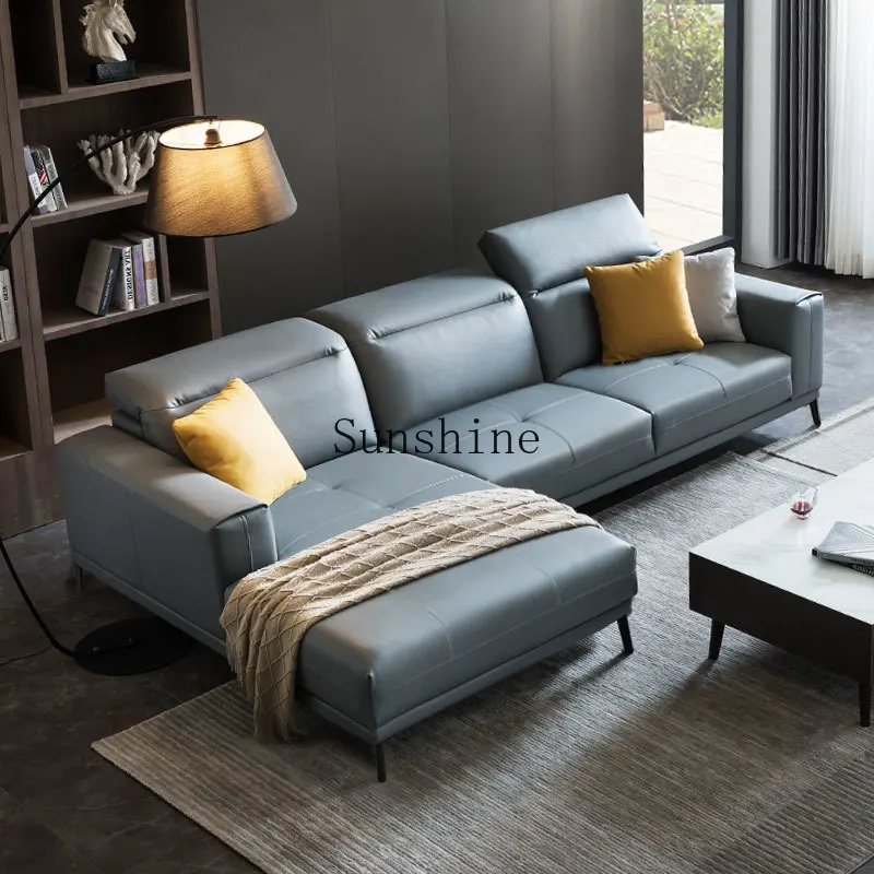 Living room simple modern first-layer cowhide functional small apartment sofa