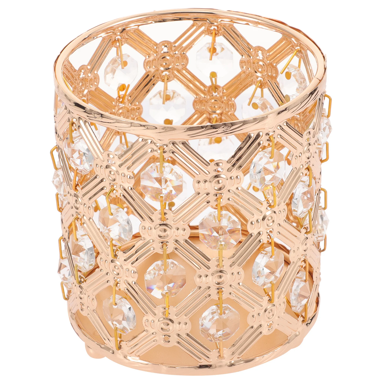 

Luxurious Metal Crystal Makeup Brush Cup Organizer Pen Holder Small Size Lightweight Vanity Table Desktop Storage