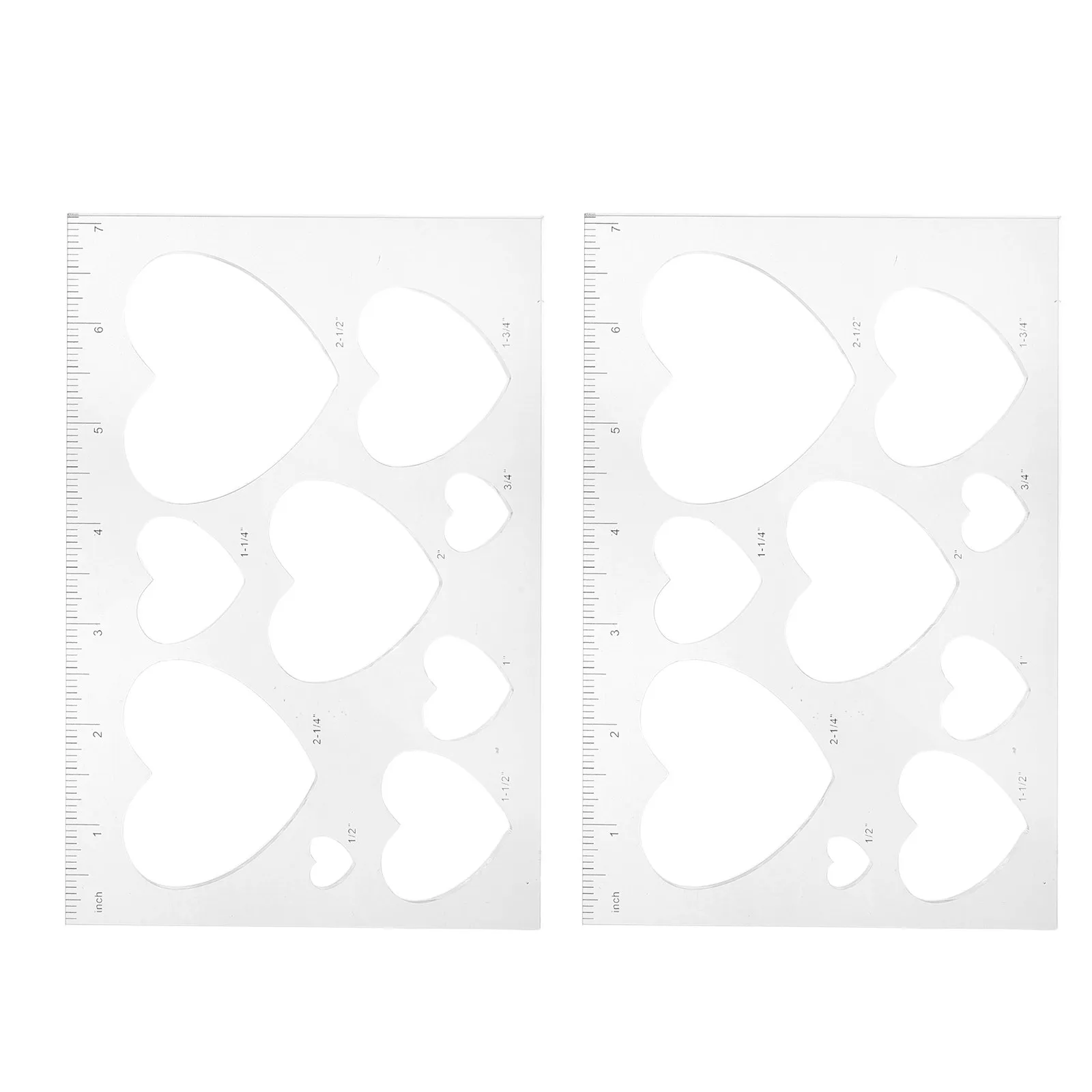 Acrylic Router Templates for Woodworking – 2pcs, 9 Heart Sizes, Clear Inlay Patterns, Precise Design