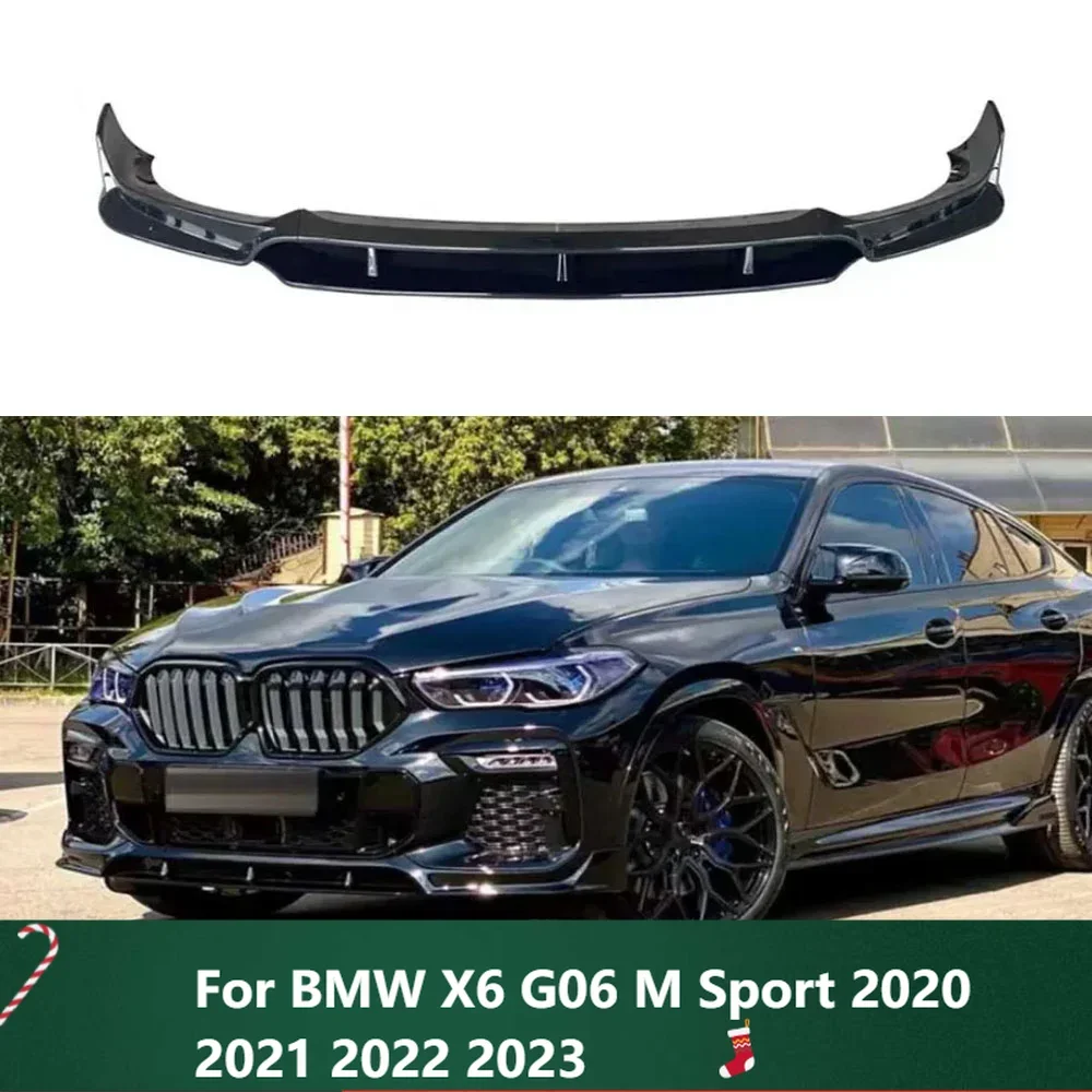 

New！For BMW X6 G06 M Sport 2020 2021 2022 2023 Car Front Bumper Lip Spoiler Diffuser Splitters Body Kit Aprons Cover Guard Trim