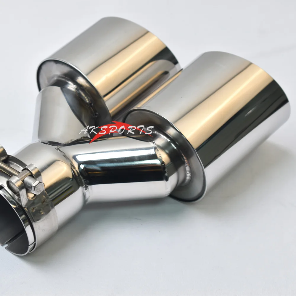 Universal Dual Layer Exhaut Pipe Slashed Oulet Edge Double Shinny Stainless Steel Car Muffler Tip