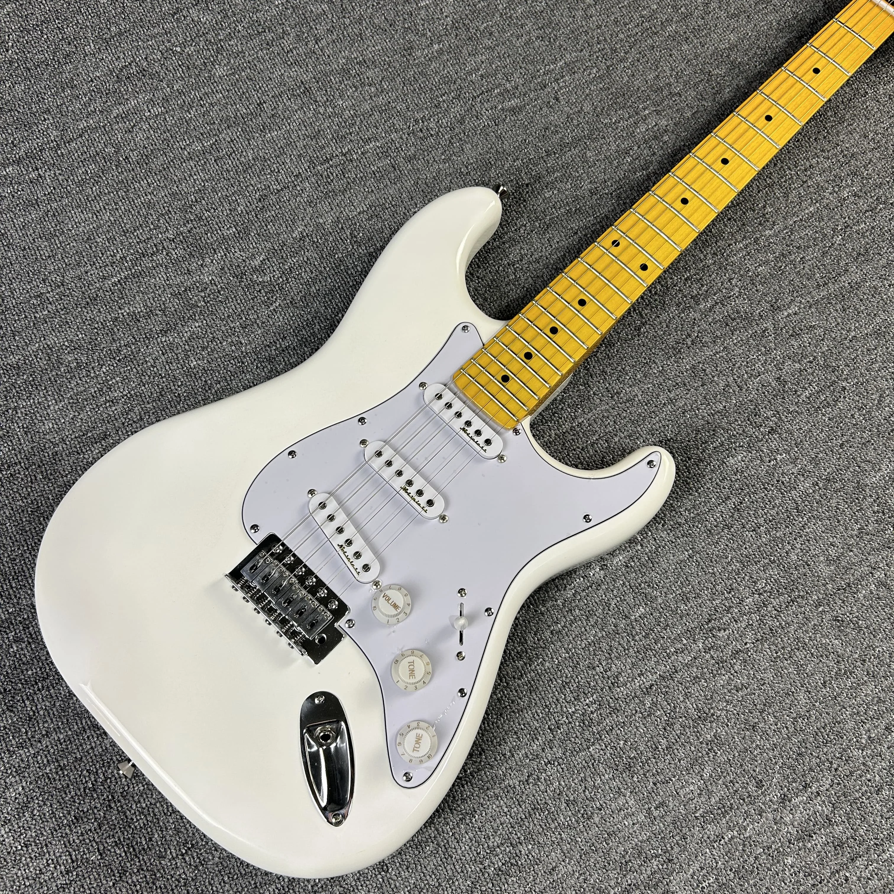 ST Electric Guitar 6-String Split Electric Guitar White Body Bright Color Maple Fingerboard Maple Track Mahagany Body Maple Neck