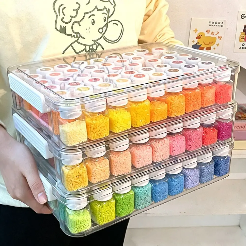 Transparent Perler Bead Storage Box with Cover Large Capacity Perler Bead Packaging Box Dustproof Bead Storage Bottle