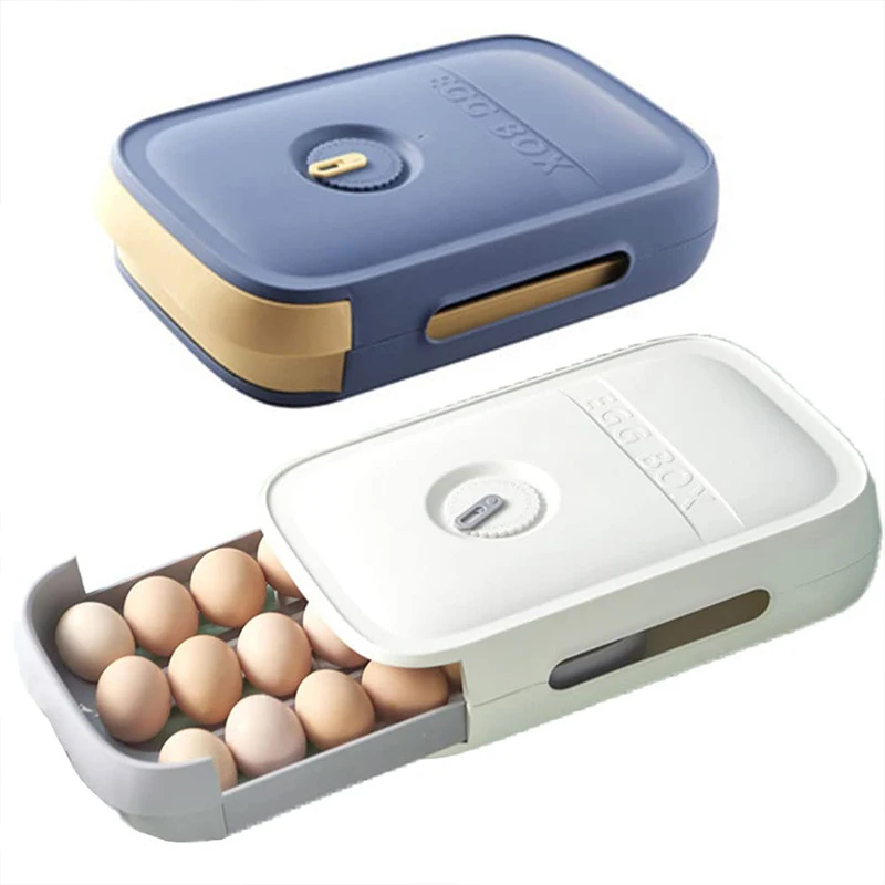 Egg Container Kitchen Fridge Egg Fresh Storage Box Plastic Portable Egg Drawers Household Srorage Large Capacity Rack