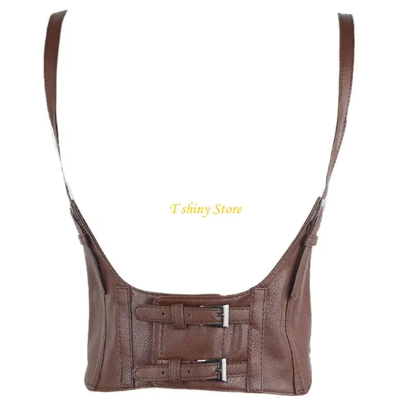 n58f-women-vintage-gothic-faux-leather-underbust-corset-crop-top-color-adjustable-vest-waist-belt-cincher-double-buckle