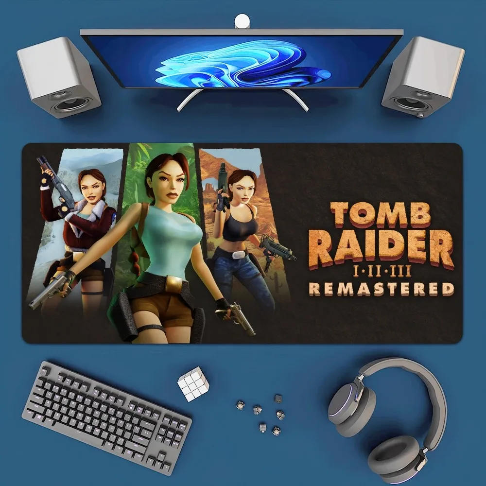 Game Tomb Raider Remastered Lara Mousepad Office Large Mouse Mat Keyboard Mats Rubber PC Computer Game Big Anti-slip Mice Mat