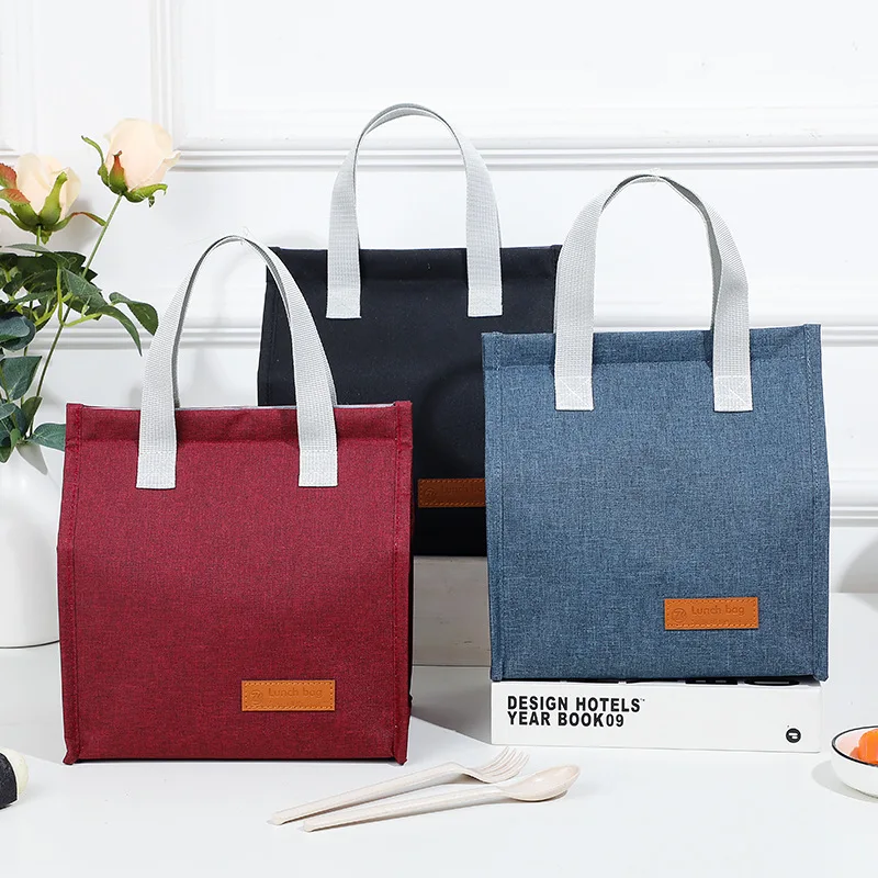 Lunch Bag Thermal Insulation Lunch Box Storage Handbag Solid Color Multifunctional Kid School Lunch Bags Picnic Food Pouch New