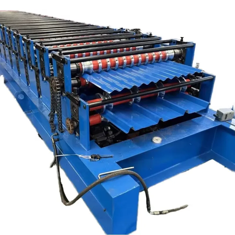 Double Layer Tile Press 762 686, Efficient Roll Forming Machine for Roofing Sheets, Durable and Precise.