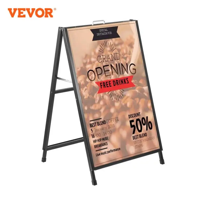 VEVOR 24x36 Inch A-Frame Sidewalk Sign Steel Metal Double-Sided Outdoor Advertising Display Board for Restaurant Shopping Center