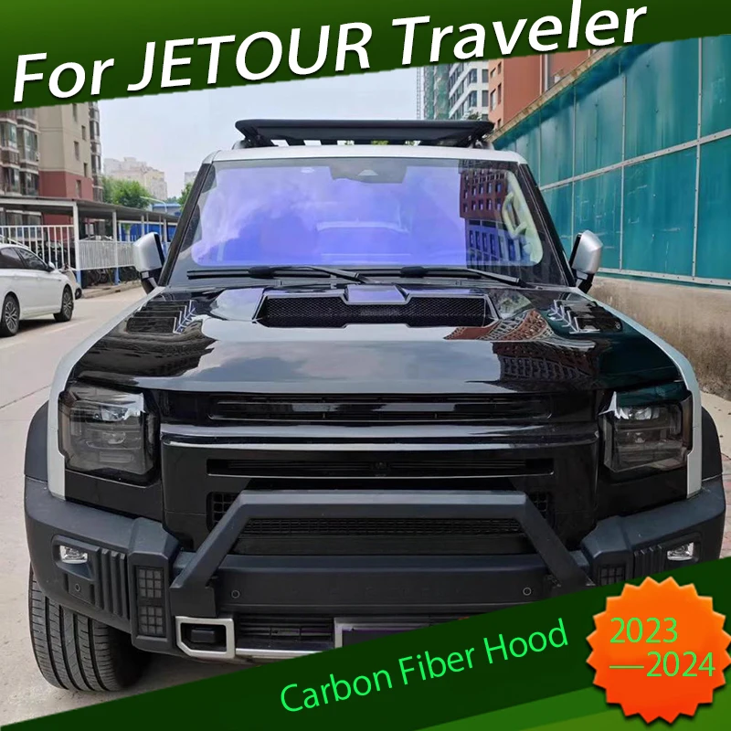 Auto Replacement Real Cooling Hole Hood Fit for JETOUR Traveler T2 2023 2024 Modified SN Carbon Fiber Hood Car Exterior Parts