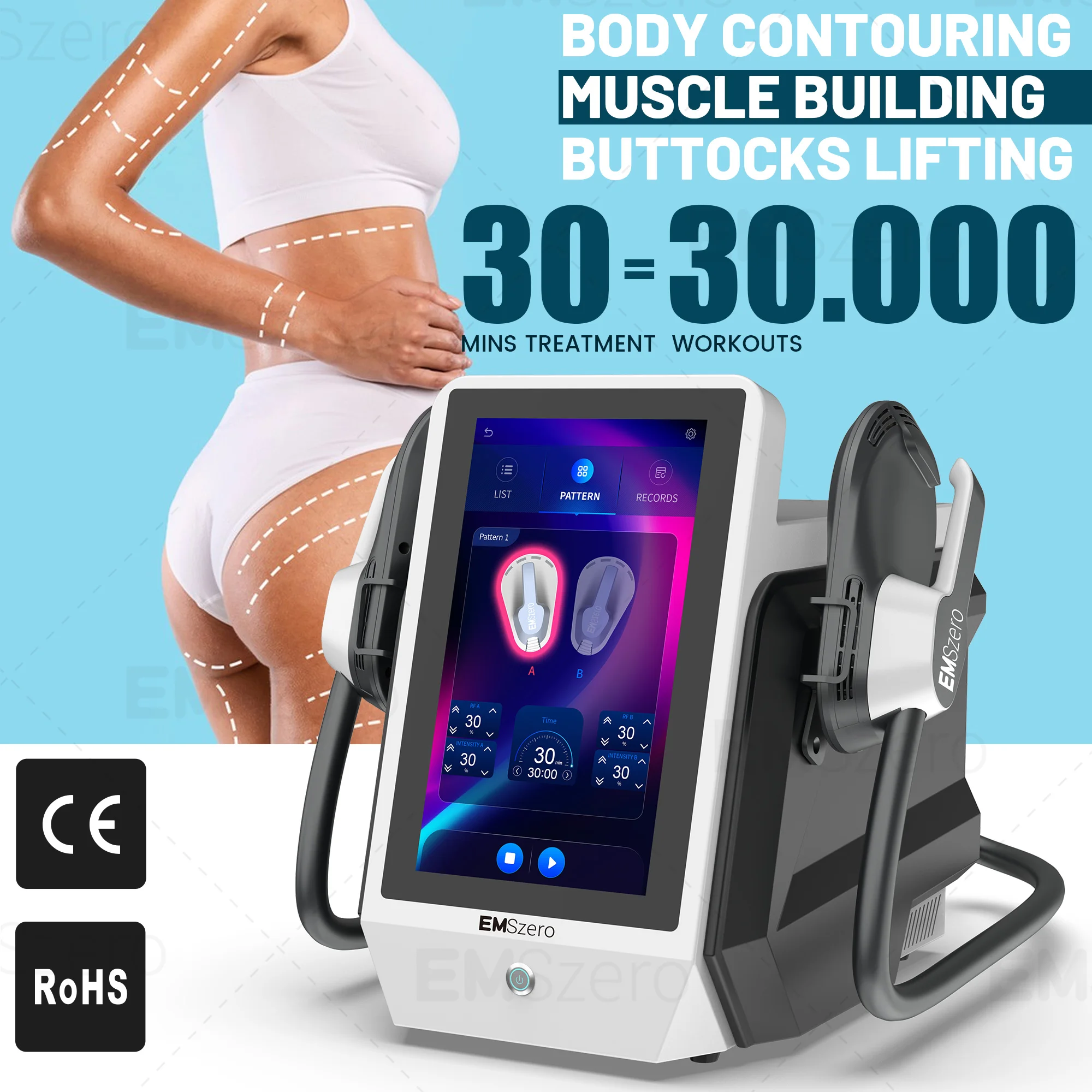 EMSzero 6500W 15Tesla Machine de stimulation électrique EMS pour l'élimination de la graisse, le remodelage corporel et le remodelage musculaire, kit amincissant