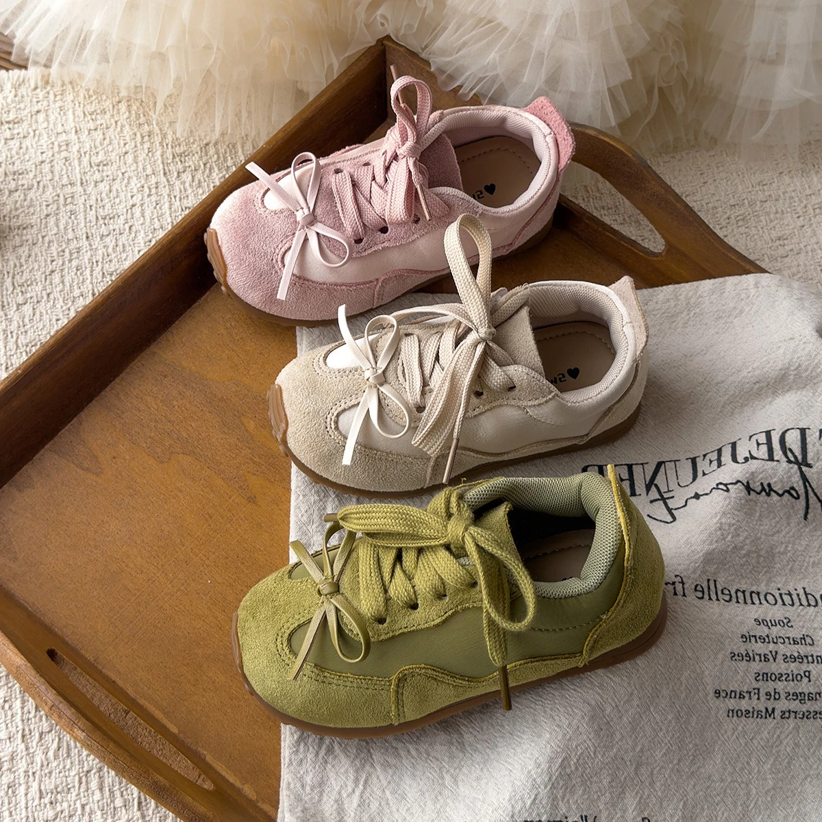 Casual Shoes Kids Lace Up Sneakers Baby Boys Girls Shoe 2026 Autumn Children Infant Solid Pink Green Khaki 23-34 for 2-8 Years