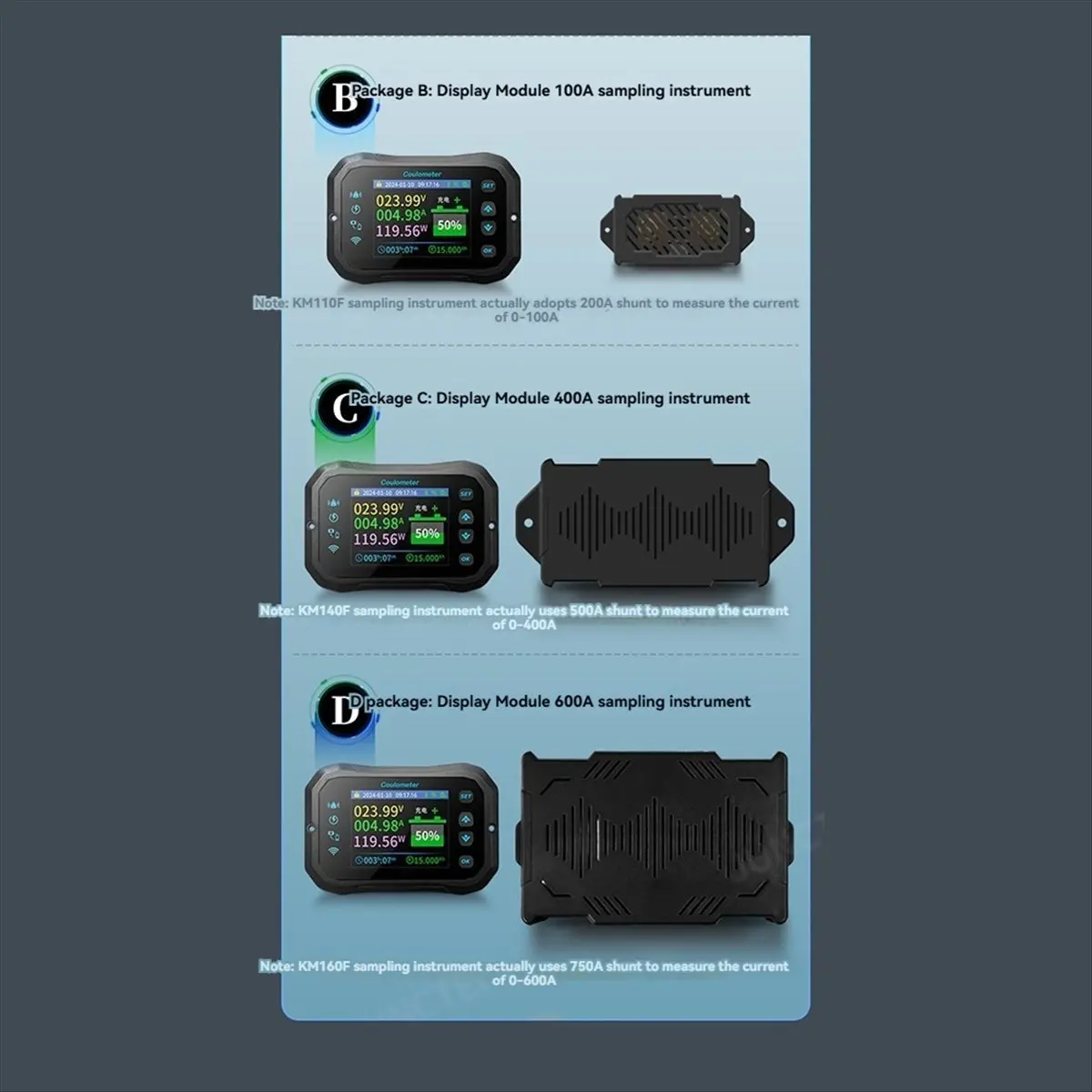 popop WiFi Coulomb Meter- Power Volt-Ammeter for Lithium & Lead Acid Batteries, RV Battery Capacity Indicator & Monitor KM160F