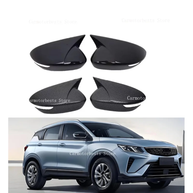 Car  Rearview Side Mirror Cover Fit For  Geely Coolray 2023 2024 2025 Wing Cap Rear View Case Trim Carbon Fiber