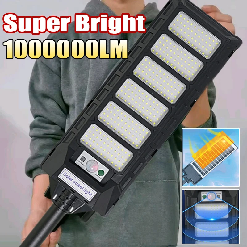 

Upgrade Super Bright 10000W Solar Light Waterproof Outdoor 264LED Powerful Flood Street Light with Motion Sensors Big Wall Lamp