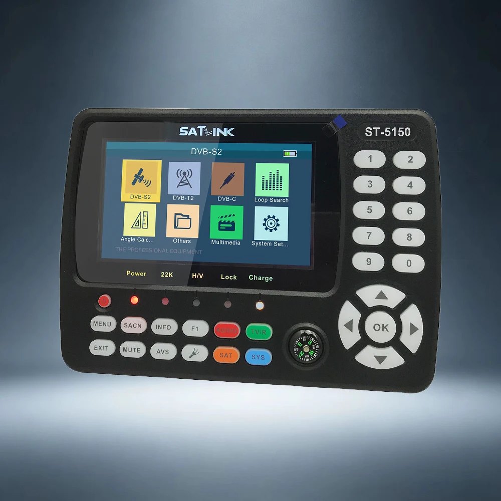 SATLINK ST-5150 DVB-S2/T2/C COMBO Satellite Finder Meter H.265 HEVC Decoder 4.3 Inch TFT HD Screen Professional Digital Satellit