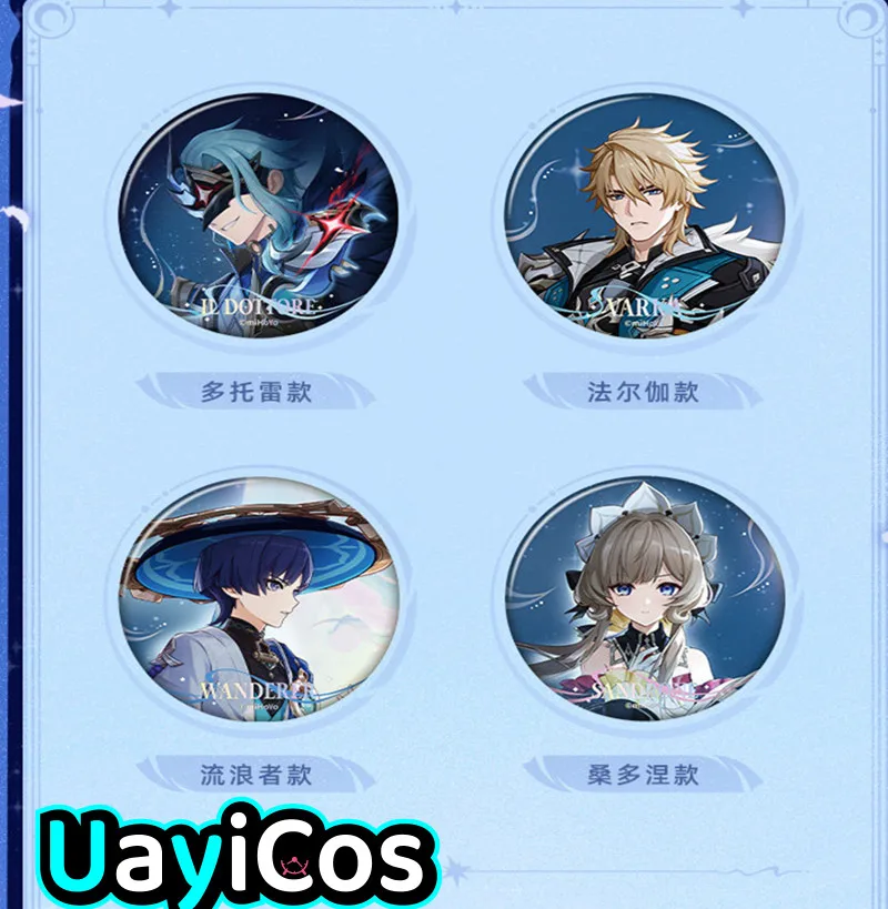 

Брелок-значок Genshin Impact с персонажами Колумбина, Сэндрон, Варка, цветная бумажная картина, аниме-фигурка, игровая игрушка, подарки для детей