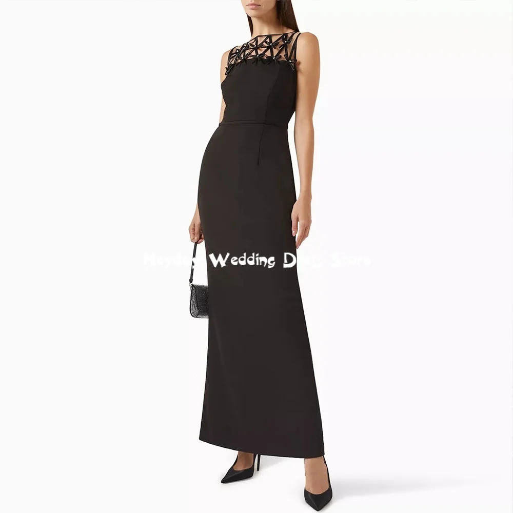 Heyday Abiti da sera personalizzati con perline e fiocco dritto con scollo a O da donna con abiti da festa eleganti alla caviglia senza maniche 2025