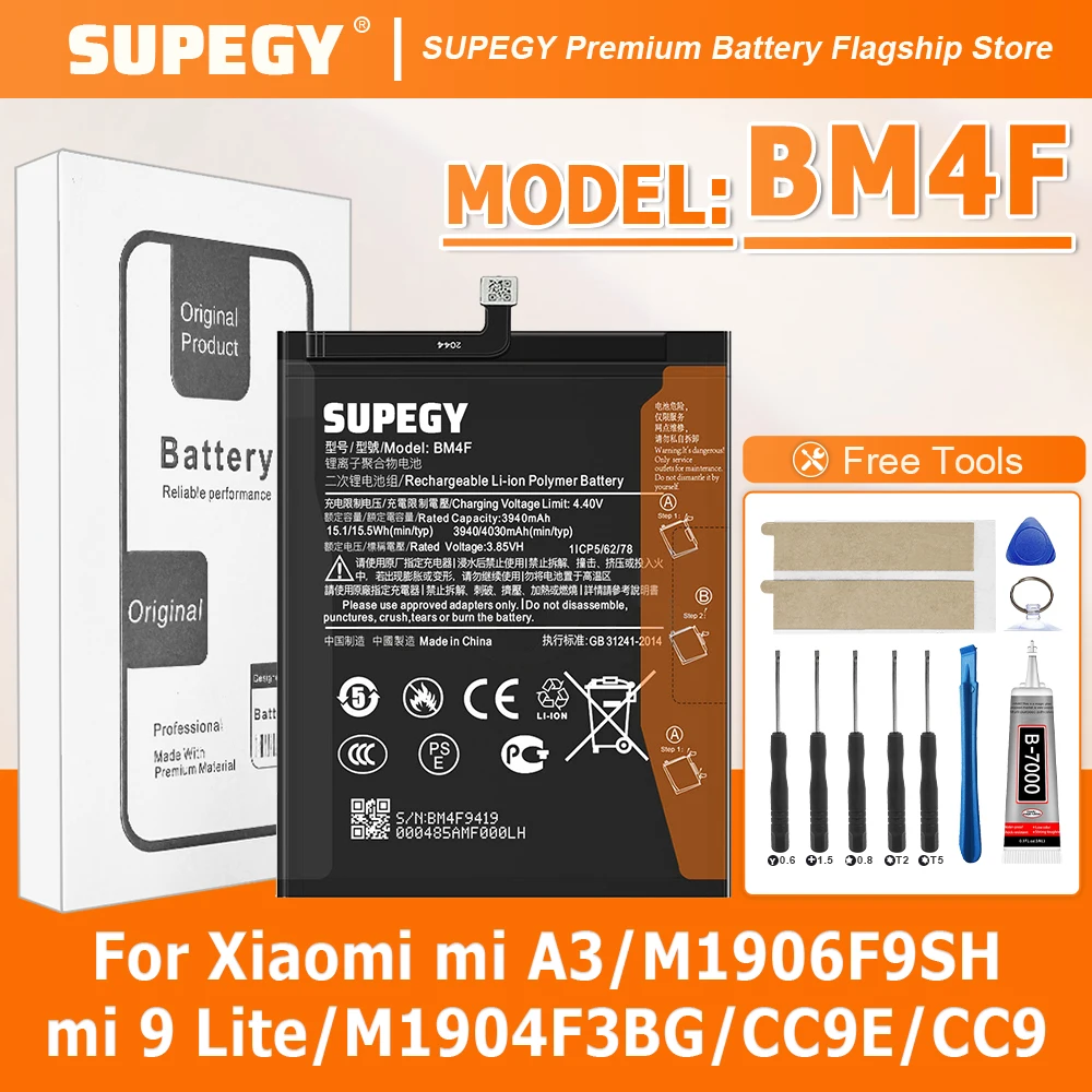 

New High Quality BM4F Battery For XIAOMI MI A3/M1906F9SH/MI 9 Lite Phone Replacement Bateria BATTERY +Free Tools