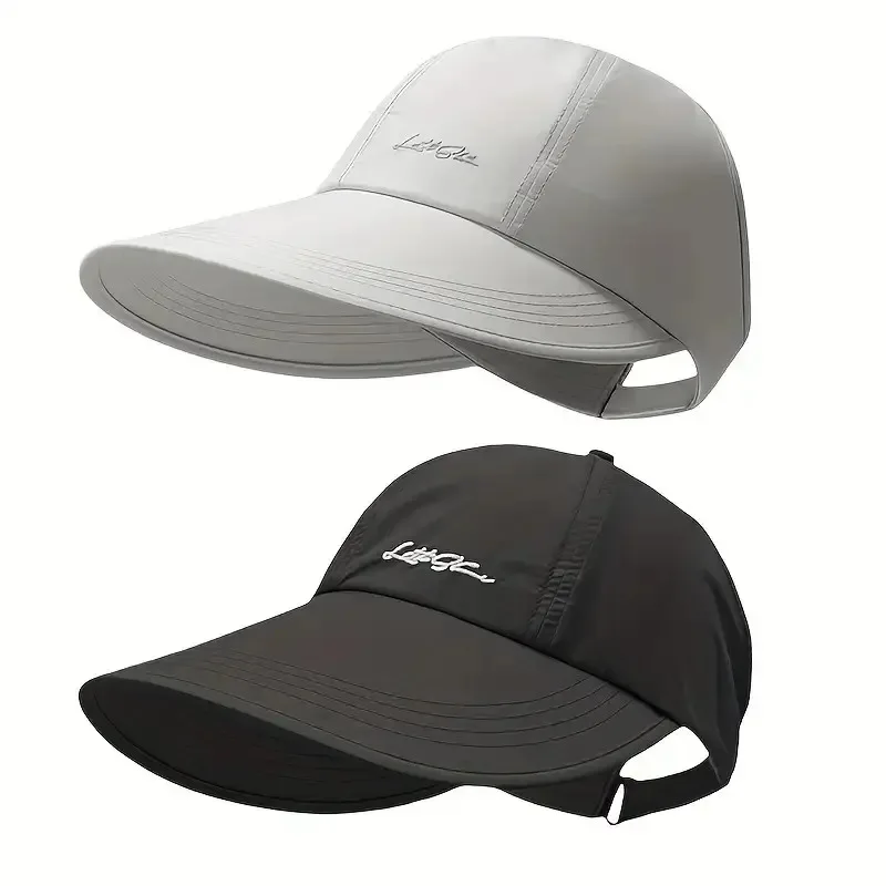 2-Pack UPF Sun Protection Baseball Hat for Men and Women- Lightweight, Adjustable Velcro Closure, Wide Brim Outdoor Sports Hat, All-Season Elastic Design(White/Gray/Black)
