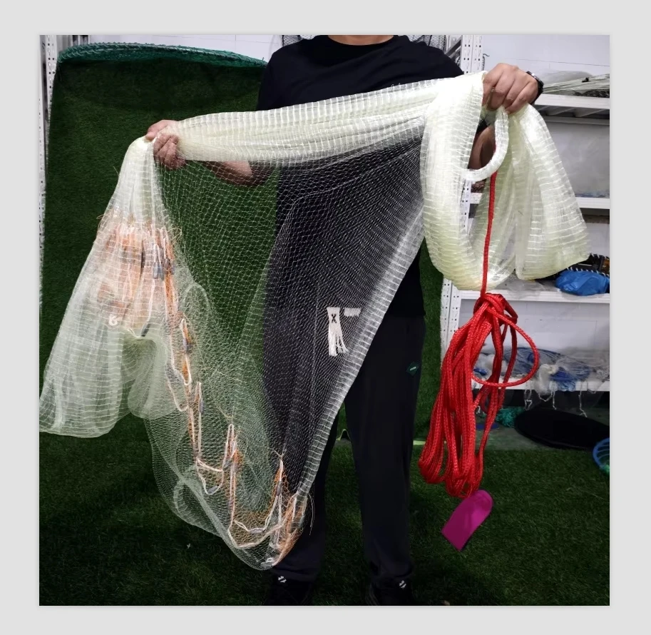 

High Strength Corrosion Resistant 100% Nylon Bottom Pocket Hand Cast Net Drawstring Fishing Net in River and Ocean