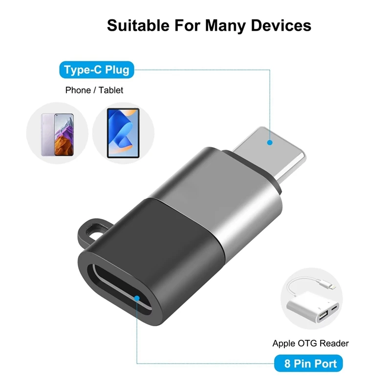 8 Pin To USB-C / Type-C OTG Adapter Mobile Phone Adapter Converter(Not Applicable For Phone 16 Series)