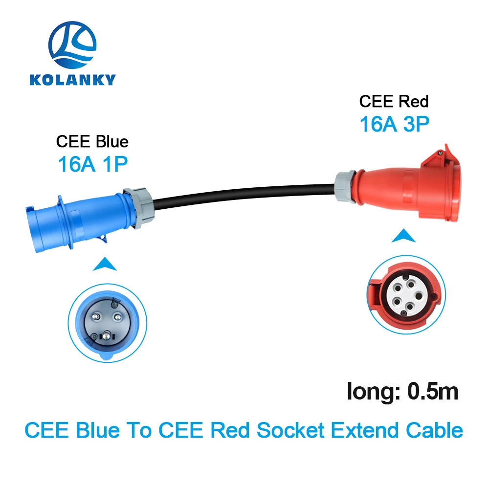 Portable EV Charger Schuko Plug to CEE Red Power Female Plug Socket Adapter Connect with 16A 3 Phase 11KW