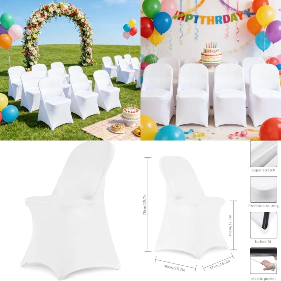 

Stretch Spandex Folding Chair Covers, Universal Fitted Chair Cover Protector for Wedding, Party, Banquet, Holidays, Celebration