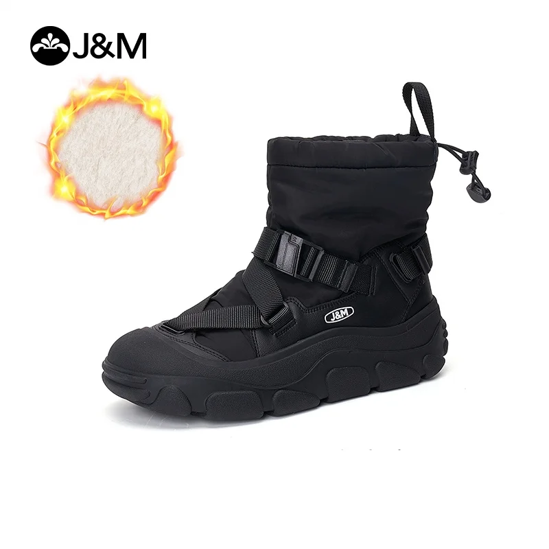

J&M Winter Women Boots Platform Shoes Keep Warm Snow Boots Outdoor Ladies Slip on Comfortable Waterproof Fur Femme Boots
