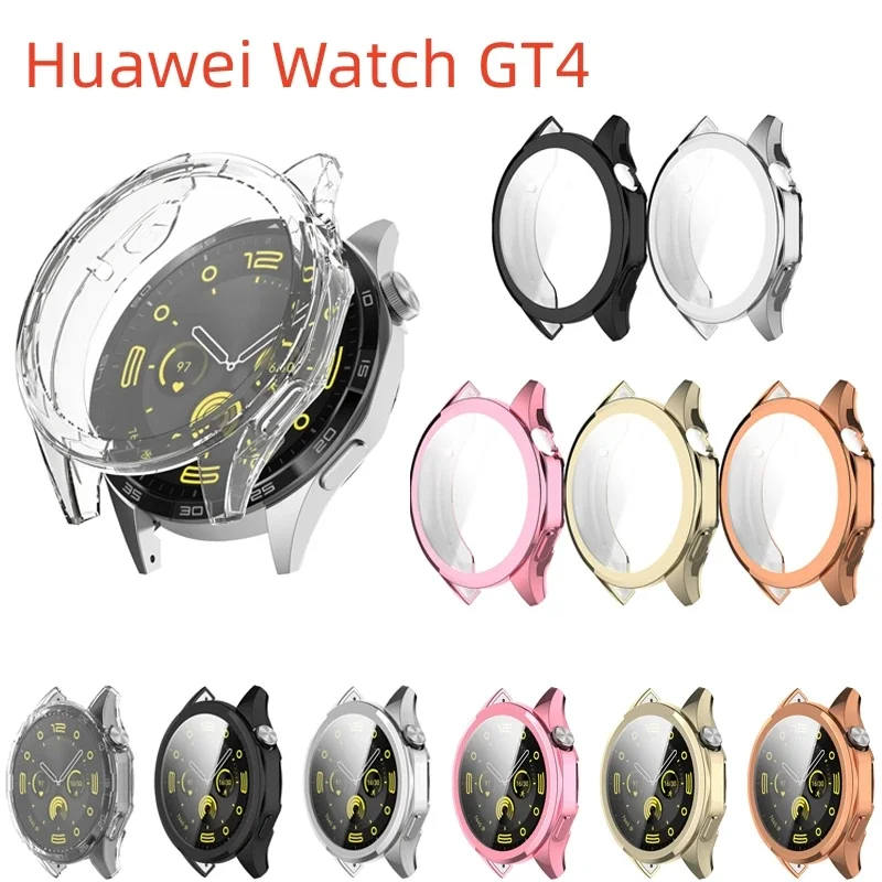 Funda protectora suave para Huawei Watch GT4, protección de bordes de 41MM y 46MM, Protector de pantalla de TPU, accesorios de funda de reloj suave