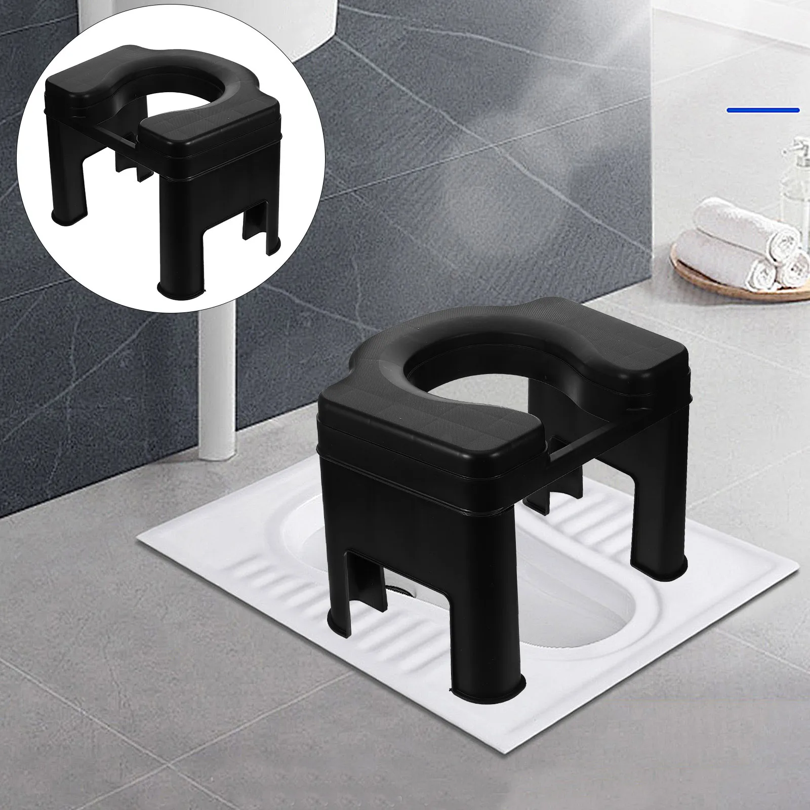 

Toilet Stool Lightweight Durable PP Material Squatting Toilet Stool Bathroom Footstool Comfortable Stable Bathroom Footstool