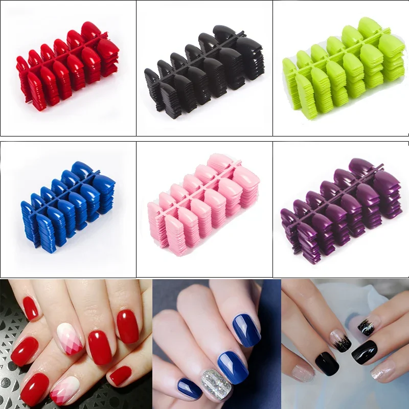 50 Sets 600 Pieces Square Shape False Nail In 20 Different Colors Fake Nail Tips DIY Stick Fake Nails Press On Nails Art Designs