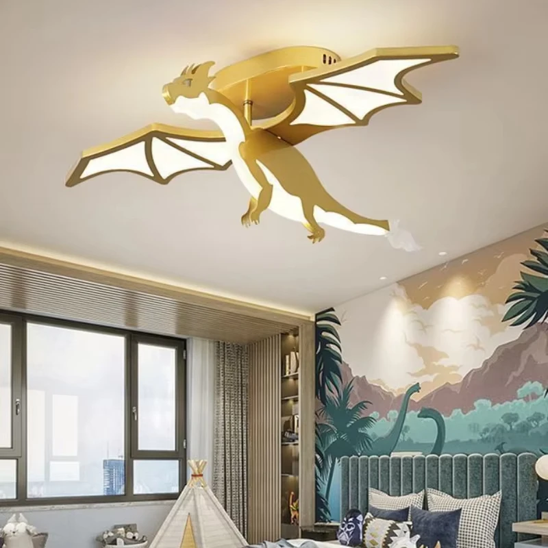 

Modern Ceiling Chandelier Golden Dragon LED Lights Children Creative Bedroom Lamp Study Restaurant Room Decoration Ceiling Light