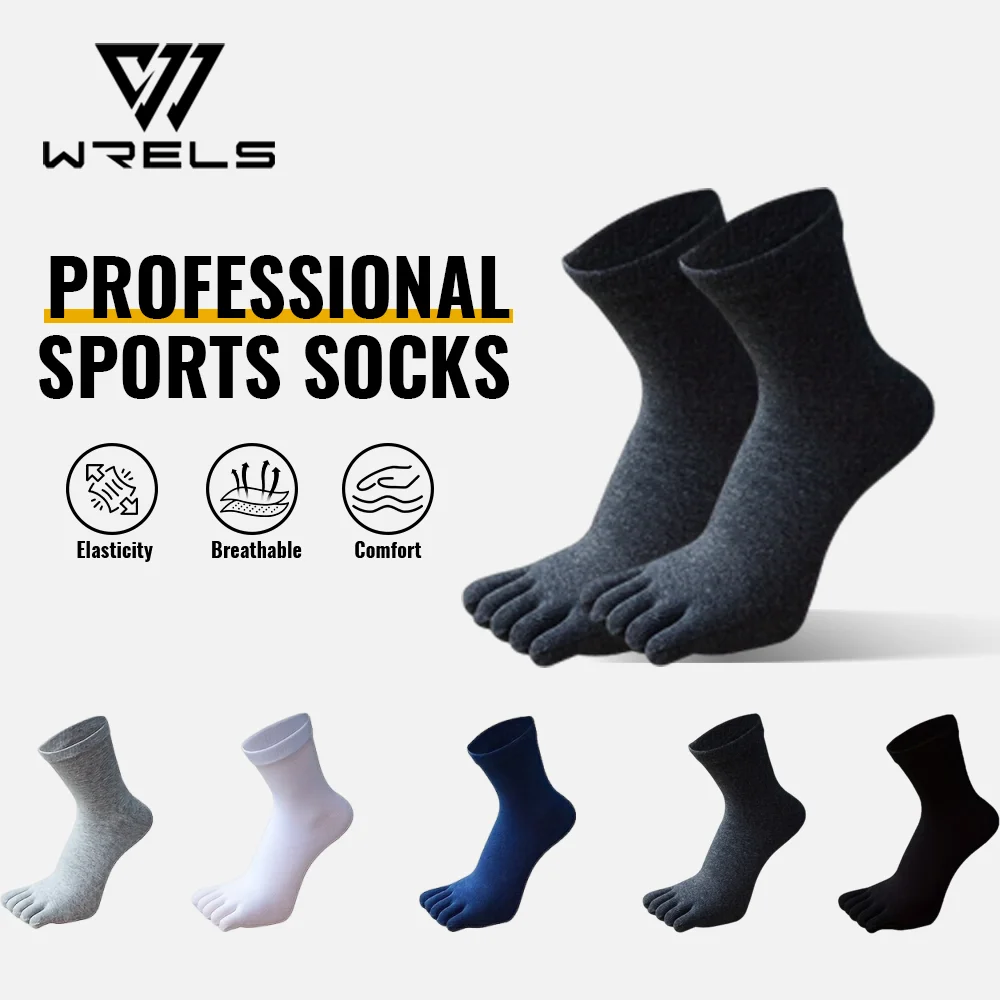 WRELS 1/3/5 Pairs Toe Socks Men Women Anti-Blister Breathable Five Finger Athletic Socks Cotton Running Compression Socks