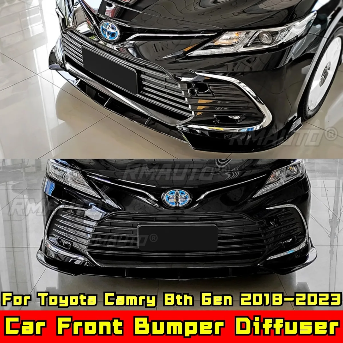 

For Toyota Camry 8th Gen 2018-2023 Body Kit Front Bumper Splitter Carbon Fiber Look Sport Style Bumper Guard Car Accessories