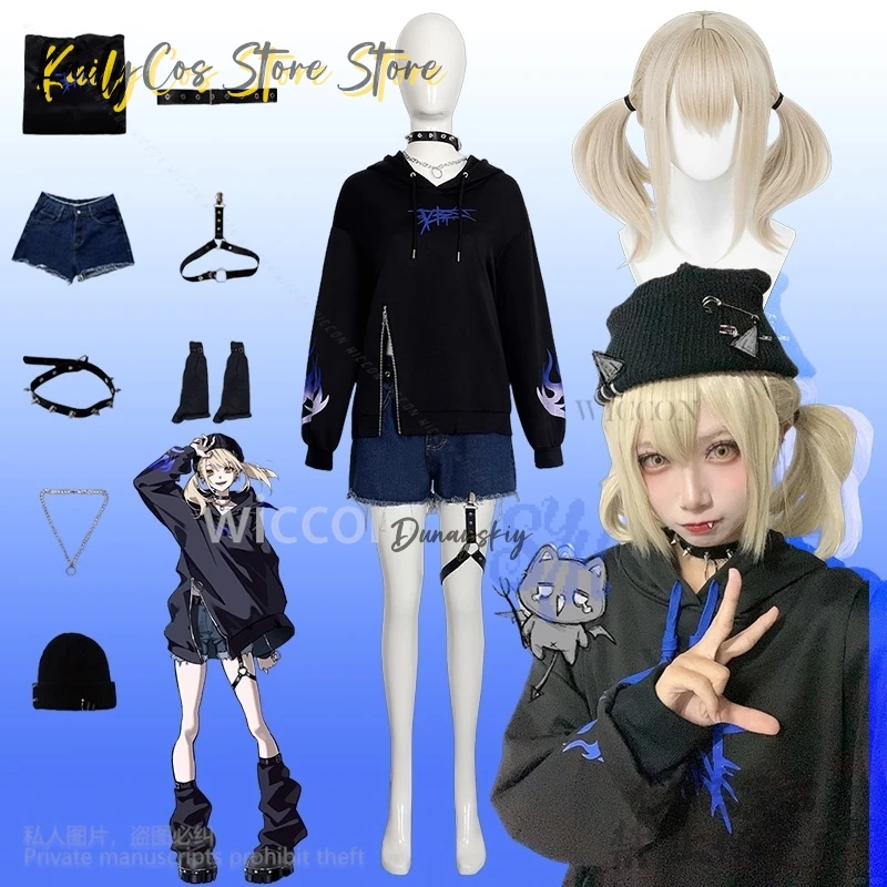 

Anime Game Project Sekai Colorful Stage Cosplay Azusawa Kohane Hip-hop Uniform Jirai Kei Girls Suit Sweatshirt Shorts Halloween