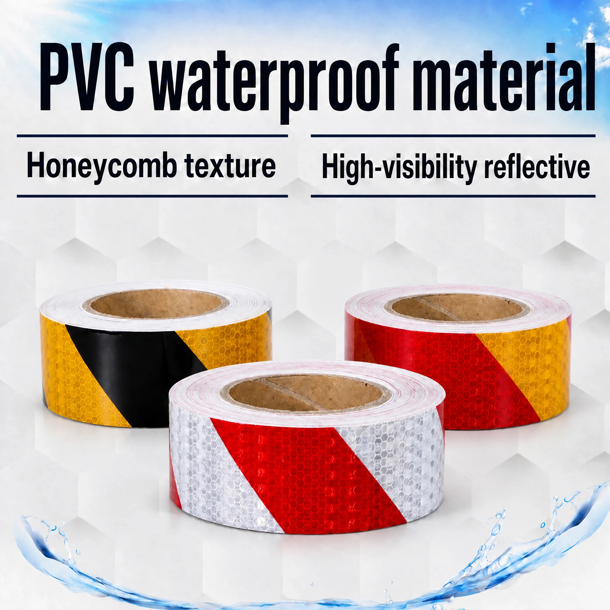 MULE Vehicle Reflective Tape Roll  PVC Honeycomb High Visibility Waterproof Sun Resistant Diagonal Stripe Sticker