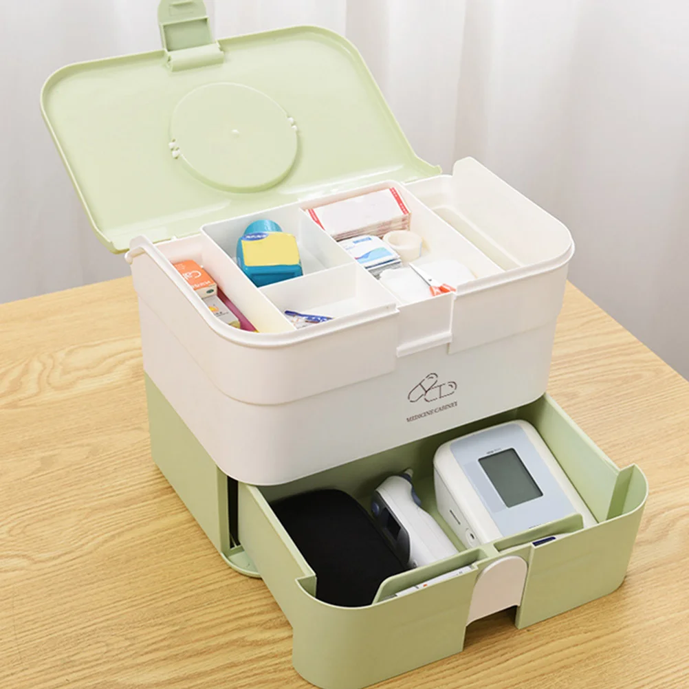 صندوق دواء للطوارئ للإسعافات الأولية من نوع الدرج متعدد الطبقات بسعة كبيرة حقيبة تنظيم تخزين طبية محمولة للاستخدام المنزلي #2