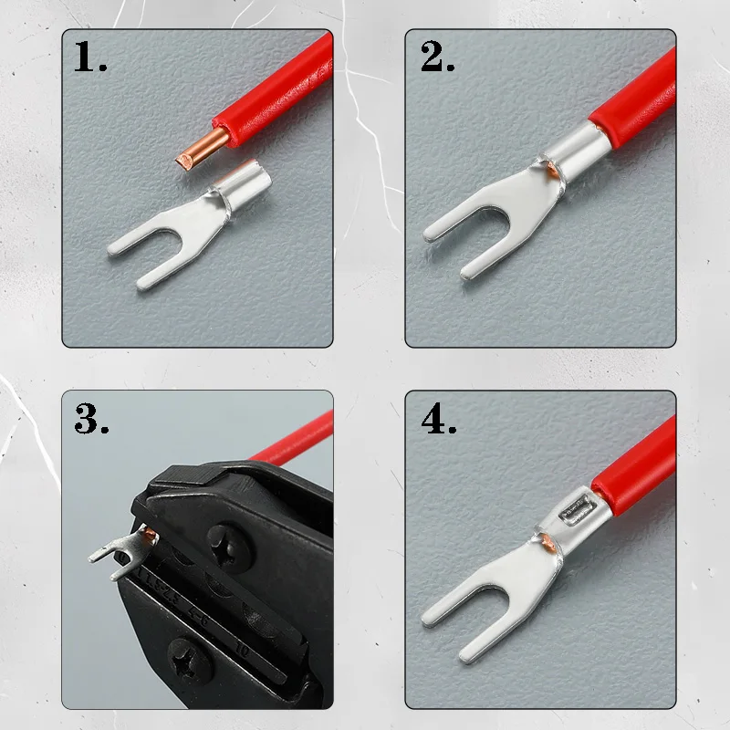 50 Stück Reinkupfer-Gabelkabelschuhe, nicht isolierte Flachstecker DSN/SNB0.5/1.25/3.5/5.5/8-3/4/5/6/8, Kabelverbinder – Detail 5