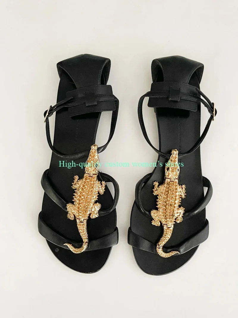 Pointed Toes  Metal  Accessories Summer Sandals Retro Hollowed-Out Cross Style Waterproof Platform Luxury Women's Shoes