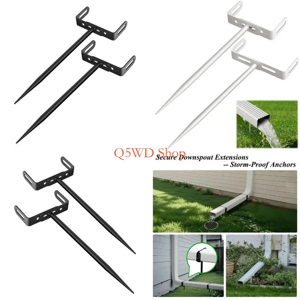Q5WD 2pcs Adjustable Size Downspout Support Brackets Heavy Type Carbon Steel Rust Proof Finish Simple Setup