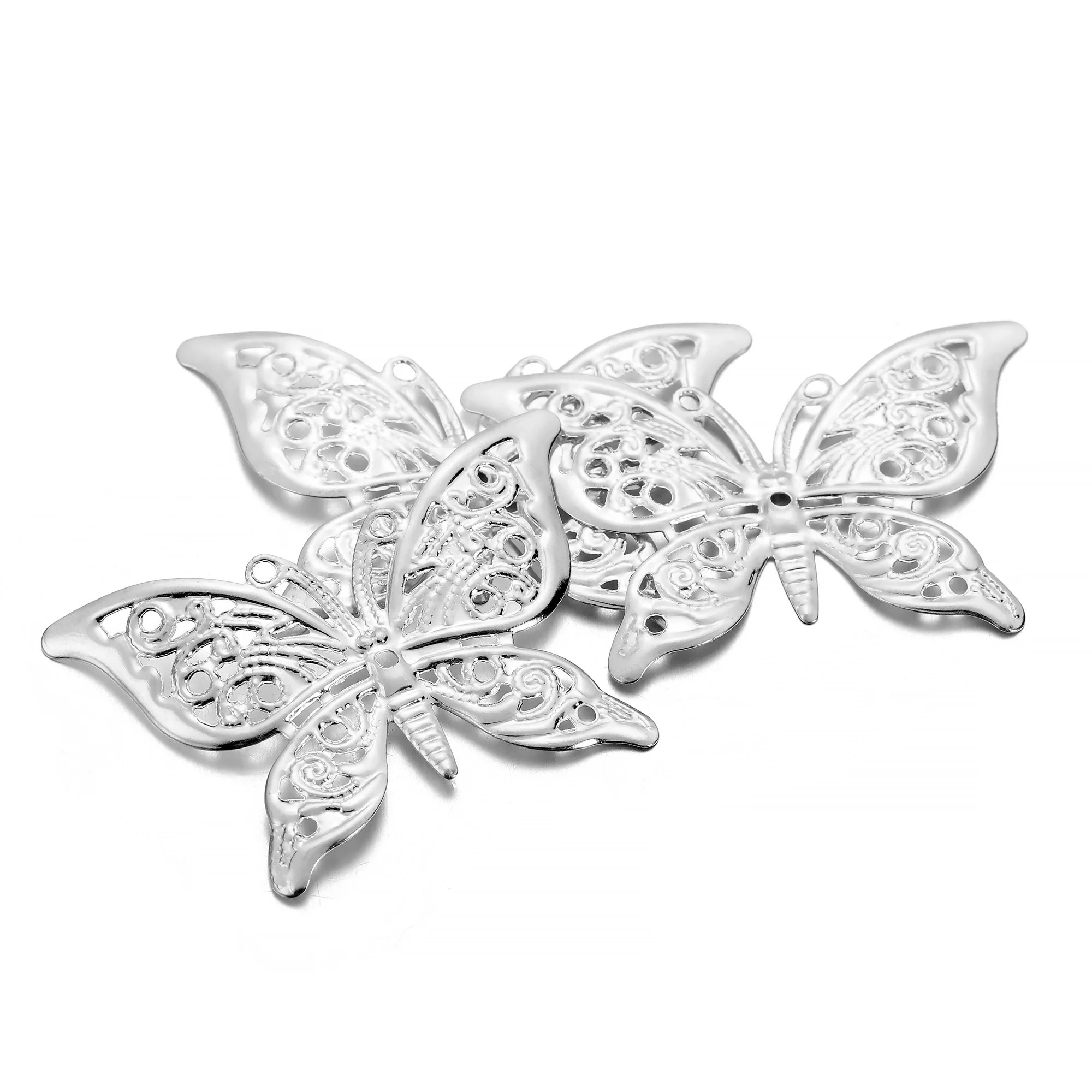 30Pcs/Pack Copper Butterfly Filigree Wraps Pendant Small Charms Necklace Earring Connectors For DIY Jewelry Making Accessories