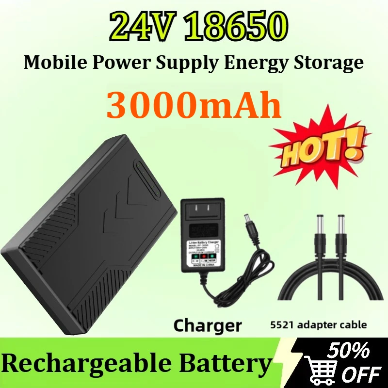 

New 24V 18650 3000mAh Lithium Battery Mobile Power Supply Energy Storage Portable 18650 Battery Pack Rechargeable Battery