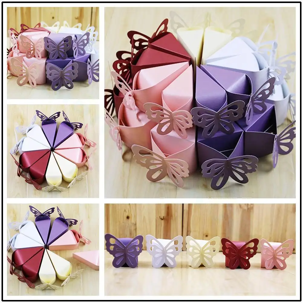 10pcs DIY Butterfly Chocolate Candy Box Wedding Gifts for Guests Kids Birthday Party Decoration Supplies Baby Shower Gift Bags