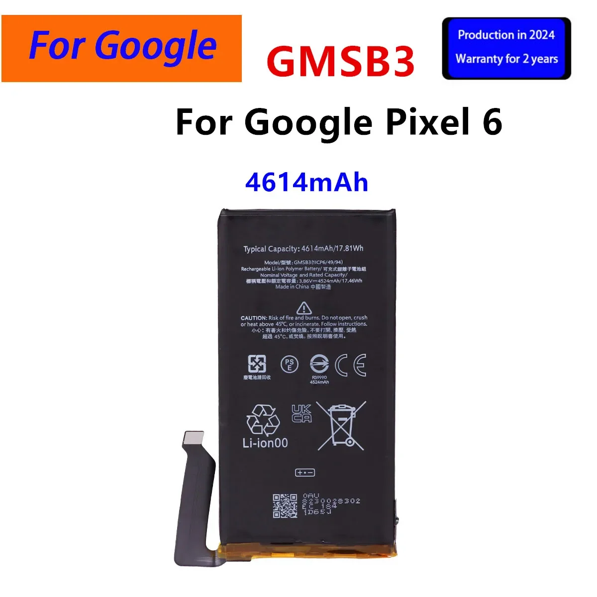 100% Orginal GMSB3 4614mAh Replacement Battery For HTC Google Pixel 6 Pixel6 Mobile Phone Batteries+Tools