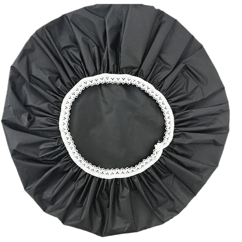 Gorro de ducha impermeable de 2 piezas para el hogar, gorro de baño, gorro de ducha elástico para Hotel, juego de cabello (azul cielo y negro)