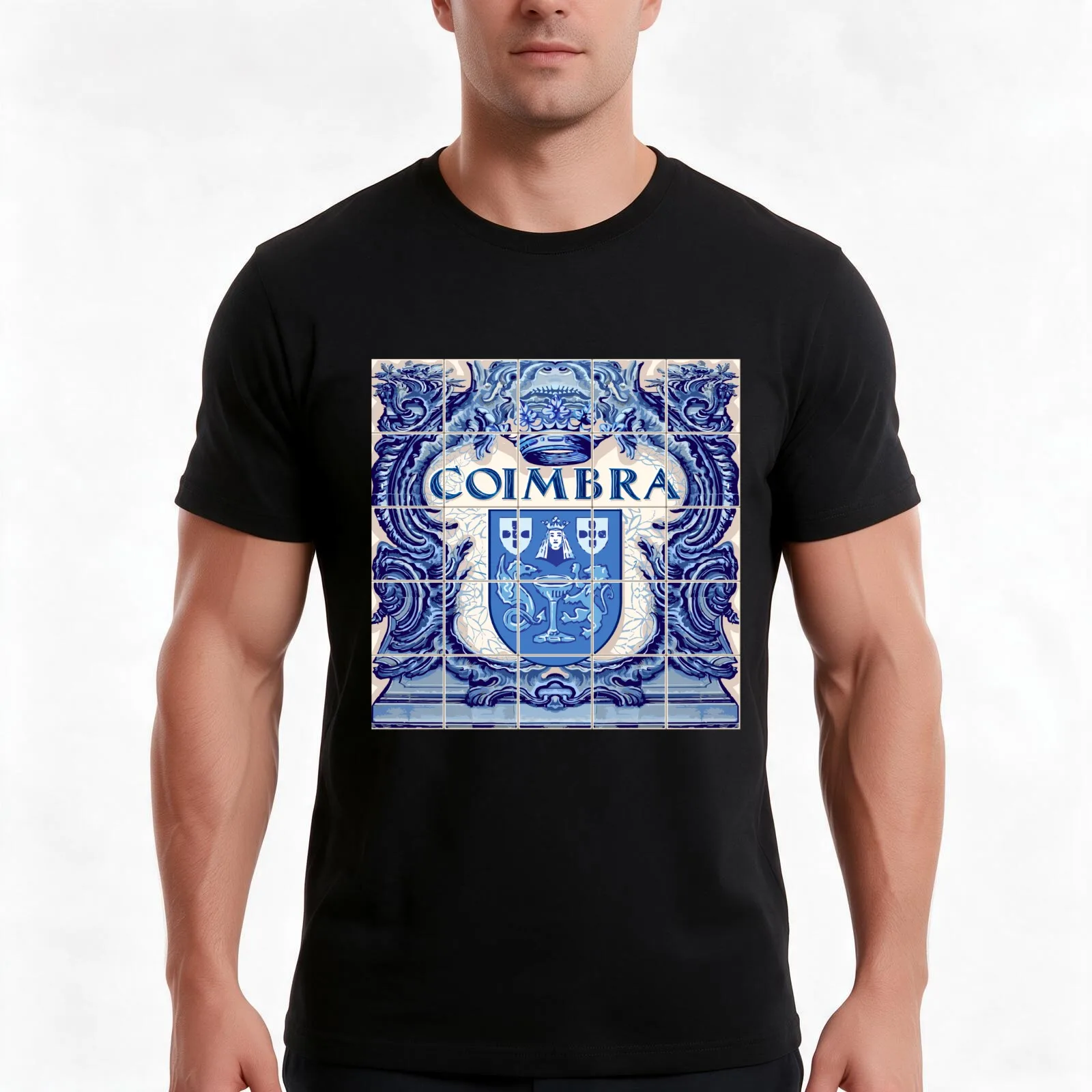 Portugal Coimbra Azulejo Azulejos T-Shirt Summer Casual Cotton Tee Oversized Streetwear Tops Vintage Graphic Print