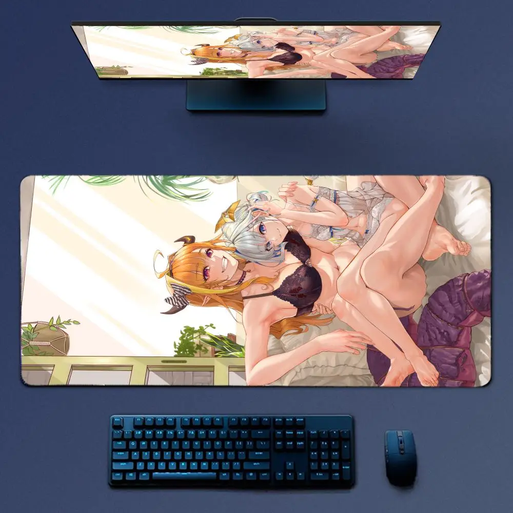 Anime Girl Kiryu Coco Hololive Mauspad, großes Gaming-Mauspad, LockEdge, verdickte Computer-Tastatur, Tisch, Schreibtischunterlage